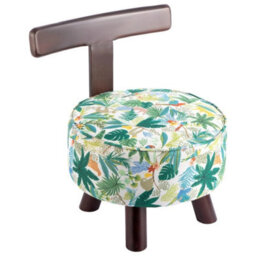 Green Vintage Makeup Stool Wooden Leg Low Back Chair For Bedroom Dressing Table - thumbnail 6