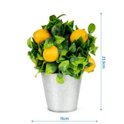 Candlelight Green & Yellow 23.5Cm Lemon Pot With Artificial Plant In Silver Tin Pot - thumbnail 7