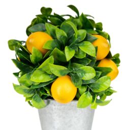 Candlelight Green & Yellow 23.5Cm Lemon Pot With Artificial Plant In Silver Tin Pot - thumbnail 5