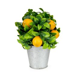 Candlelight Green & Yellow 23.5Cm Lemon Pot With Artificial Plant In Silver Tin Pot - thumbnail 6