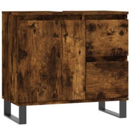 Berkfield Bathroom Cabinet Smoked Oak 65X33X60 Cm Engineered Wood - thumbnail 2