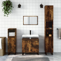 Berkfield Bathroom Cabinet Smoked Oak 65X33X60 Cm Engineered Wood - thumbnail 1