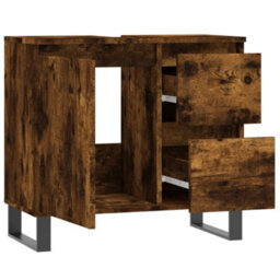 Berkfield Bathroom Cabinet Smoked Oak 65X33X60 Cm Engineered Wood - thumbnail 5