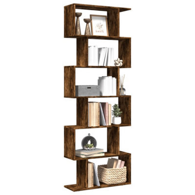 Vidaxl Room Divider Bookcase 6-Tier Smoked Oak 70X24X193 Cm Engineered Wood - image 1