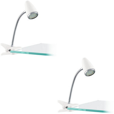 Loops 2 Pack Stylish Modern White And Chrome Led Table Lamp For Indoor Home Decor - image 1