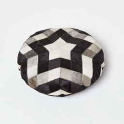 Homescapes Geometric Star Brown & Cream Round Leather Cushion 40 Cm - thumbnail 5