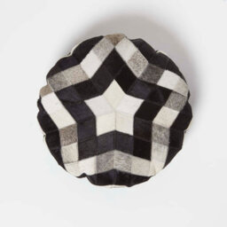 Homescapes Geometric Star Brown & Cream Round Leather Cushion 40 Cm