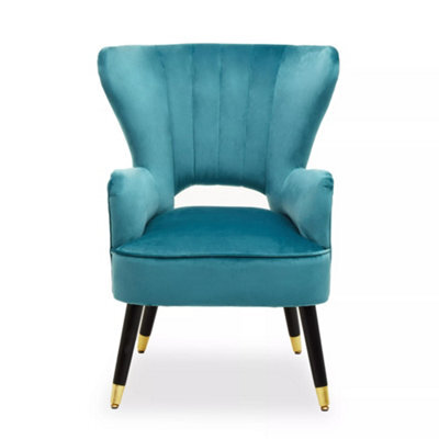 Orsina Green Velvet Armchair,  Accent Chair With Gold Finish Rubberwood Legs, Modern Design Highback Chair - image 1