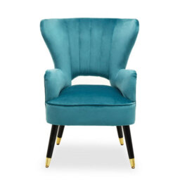 Orsina Green Velvet Armchair,  Accent Chair With Gold Finish Rubberwood Legs, Modern Design Highback Chair - thumbnail 3