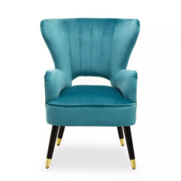 Orsina Green Velvet Armchair,  Accent Chair With Gold Finish Rubberwood Legs, Modern Design Highback Chair