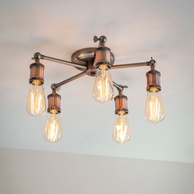 Anson Lighting Portales 5Lt Semi Flush Light Finished In Aged Pewter And Aged Copper Plate - image 1