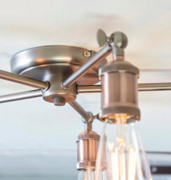 Anson Lighting Portales 5Lt Semi Flush Light Finished In Aged Pewter And Aged Copper Plate - thumbnail 3