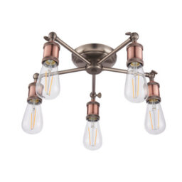 Anson Lighting Portales 5Lt Semi Flush Light Finished In Aged Pewter And Aged Copper Plate - thumbnail 2