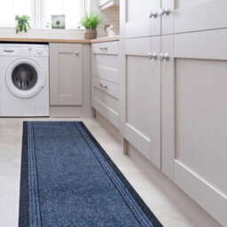 Loomed Navy Hard Wearing Non Slip Cut To Measure Runner Utility Mat 66Cm Wide (2Ft 2In W X 8Ft L) - thumbnail 3