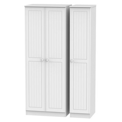 Vittoria Ready Assembled Contemporary Matt White Tall Triple Wardrobe (H)1970mm (W)1110mm (D)530mm - image 1