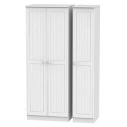 Vittoria Ready Assembled Contemporary Matt White Tall Triple Wardrobe (H)1970mm (W)1110mm (D)530mm - thumbnail 1