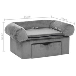 Berkfield Dog Sofa With Drawer Grey 75X50X38 Cm Plush - thumbnail 8