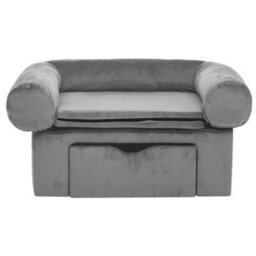 Berkfield Dog Sofa With Drawer Grey 75X50X38 Cm Plush - thumbnail 4