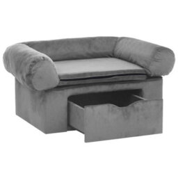 Berkfield Dog Sofa With Drawer Grey 75X50X38 Cm Plush - thumbnail 3