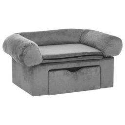 Berkfield Dog Sofa With Drawer Grey 75X50X38 Cm Plush - thumbnail 2