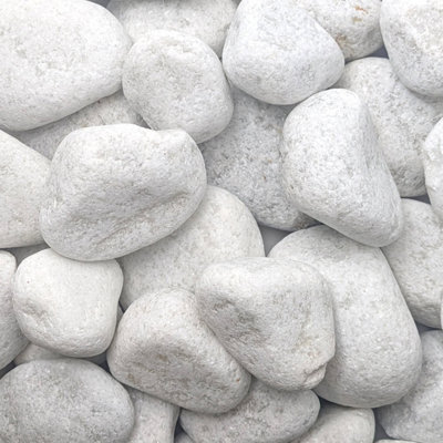 Elixir Garden Supplies 40mm White Marble Decorative Chippings X140Kg - image 1