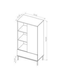 Arte Querty 03 Highboard Cabinet In Oak Hickory - Modern Elegance In Compact Design - W700mm X H1400mm X D410mm - thumbnail 3