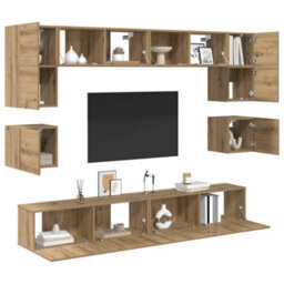 Berkfield Wall-Mounted 8 Pcs Artisan Oak 100 X 30 X 30 Cm Engineered Wood - thumbnail 3