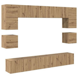 Berkfield Wall-Mounted 8 Pcs Artisan Oak 100 X 30 X 30 Cm Engineered Wood - thumbnail 2