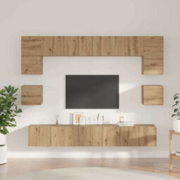 Berkfield Wall-Mounted 8 Pcs Artisan Oak 100 X 30 X 30 Cm Engineered Wood - thumbnail 4