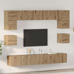 Berkfield Wall-Mounted 8 Pcs Artisan Oak 100 X 30 X 30 Cm Engineered Wood - thumbnail 1