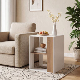 Costway 2-Tier End Table Square Sofa Side Table With Storage Shelf Modern Accent Table For Living Room - thumbnail 4