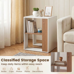 Costway 2-Tier End Table Square Sofa Side Table With Storage Shelf Modern Accent Table For Living Room - thumbnail 7