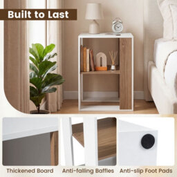 Costway 2-Tier End Table Square Sofa Side Table With Storage Shelf Modern Accent Table For Living Room - thumbnail 5