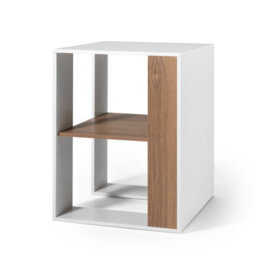 Costway 2-Tier End Table Square Sofa Side Table With Storage Shelf Modern Accent Table For Living Room - thumbnail 1