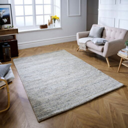 Modern Striped Easy To Clean Cream Wool Rug For Living Room & Bedroom-200Cm X 285Cm