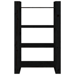 Berkfield Book Cabinet/room Divider Black 80X35X125 Cm Solid Wood Pine - thumbnail 5