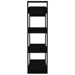 Berkfield Book Cabinet/room Divider Black 80X35X125 Cm Solid Wood Pine - thumbnail 6