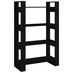 Berkfield Book Cabinet/room Divider Black 80X35X125 Cm Solid Wood Pine - thumbnail 2