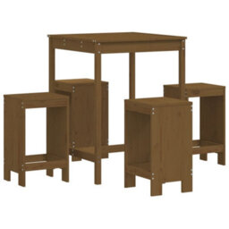 Berkfield 5 Piece Garden Bar Set Honey Brown Solid Wood Pine - thumbnail 2