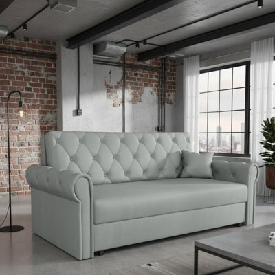 Viva Roma Iv Living Room Sofa Bed With Storage Polyurethane Foam Hr Foam Wave Spring Metal Legs 188X85X98Cm Light Grey - image 1