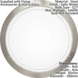Satin Nickel Wall Flush Ceiling Light With Clear Glass Shade And E27 Bulb Socket - thumbnail 2