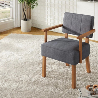 Accent Chair Linen Fabric Armchair With Wood Frame Upholstered Reading Chair - image 1