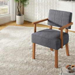 Accent Chair Linen Fabric Armchair With Wood Frame Upholstered Reading Chair - thumbnail 1