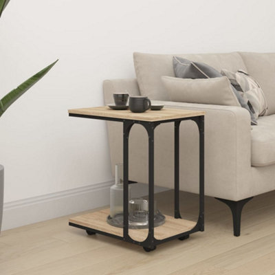 Berkfield Side Table With Wheels Sonoma Oak 50X35X55.5Cm Engineered Wood - image 1