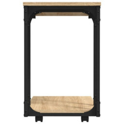 Berkfield Side Table With Wheels Sonoma Oak 50X35X55.5Cm Engineered Wood - thumbnail 6
