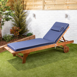 Alfresia Blue Sun Lounger Replacement Garden Cushion With Luxury Thick Foam Filling - thumbnail 2