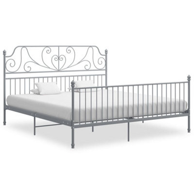 Vidaxl Bed Frame Without Mattress Grey Metal 180X200 Cm Super King - image 1