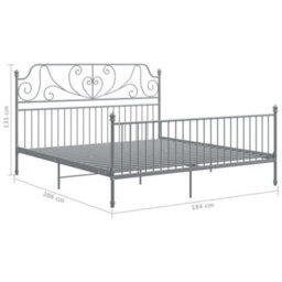 Vidaxl Bed Frame Without Mattress Grey Metal 180X200 Cm Super King - thumbnail 6