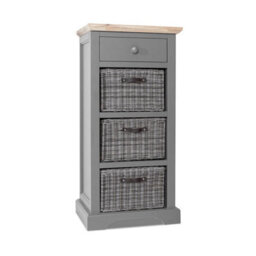 Statement Furniture Florence Tallboy With Drawer And 3 Storage Baskets - Dove Grey - thumbnail 3
