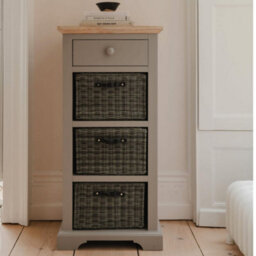 Statement Furniture Florence Tallboy With Drawer And 3 Storage Baskets - Dove Grey - thumbnail 2